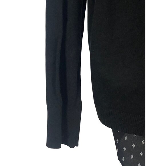 Ann Taylor Loft Black Sweater Top Polka Dot Underlay Petite XSP Whimsygoth - Picture 8 of 9